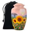 Casketique Sunflower Funeral Urns for Adult Ashes Men - Large Pink Cremation Urns for Adult Ashes Women - Decorative Flower Memorial Ash Container - 10 Inch view 1