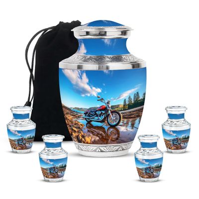 Casketique Motorcycle Urn for Ashes for Women - Memorial Cremation Urns for Human Ashes Adult Man 1 Large 4 Keepsake - Urn Funeral Gift for Mom - 3 & 10 Inch