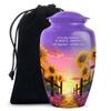 Casketique Sunflower Funeral Urns for Adult Male - Large Purple Burial Urn for Ashes for Women - Decorative Flower Memorial Funeral Ash Container for Human Ashes - 10 Inch view 1