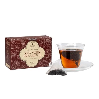 BLOSSOM RITUAL Newyork Breakfast Strong & Smooth Black Tea with Caffeine 20 Corn Based Pyramid Bags Serve Upto 60 cups Energizing Morning Tea Blend for Focus & Clarity Resealable Zip Pouch| 2.65oz