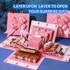 5-Layer creative explosion gift box, gift wrap box. Creating a 5-Layer of various gifts by yourself. An ideal, mysterious self-made gift for birthday, Christmas and anniversaries. (Pink, Square) view 4