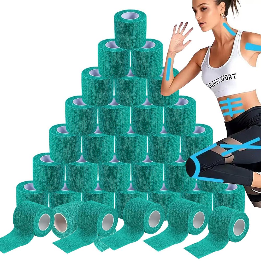 40 Pack Self Adhesive Bandage Wrap Bulk 2 Inch x 5 Yards Cohesive Bandage,Vet Wrap Breathable Elastic Self-Adherent Tape for Stretch Athletic Sports Wrist Ankle Dogs Pet Vet Wrap