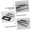 Healifty Household Tissue Organizer Box Chic Design for Home Decor Car Hotel and Office Use Chrome Finish Detachable Tissue Dispenser Modern Vanity Accessory view 4