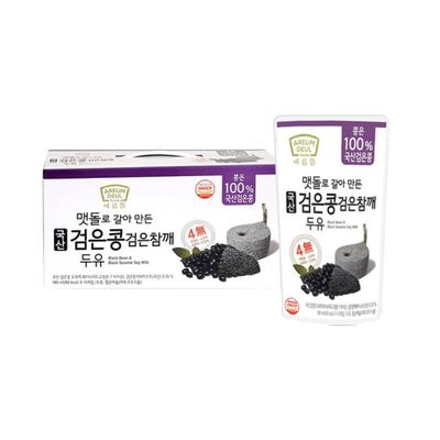 Areumdeul Black Bean Soy Milk with Grain Flavors 180ml x 15 Pack (1 set, Black Bean and Black Sesame Soy Milk)