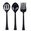 10.5 Inches Black Plastic Serving Set Durable Disposable Serving Spoon and Fork Utensils for Salads Buffet Catering Weddings Parties Events BBQs Picnics and Food Service Supplies (15) view 1