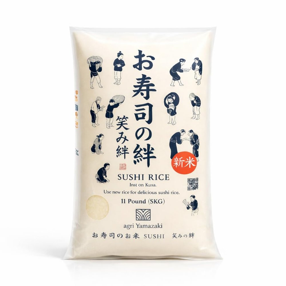 Authentic Japanese Sushi Rice Emi No Kizuna Short Grain Rice Crafted for Vinegared Rice & Sushi Refined Texture, Clean Finish Product of Japan 11 lb