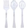 10.5 Inches Clear Plastic Serving Set Durable Disposable Serving Spoon and Fork Utensils for Salads Buffet Catering Weddings Parties Events BBQs Picnics and Food Service Supplies (36) view 1