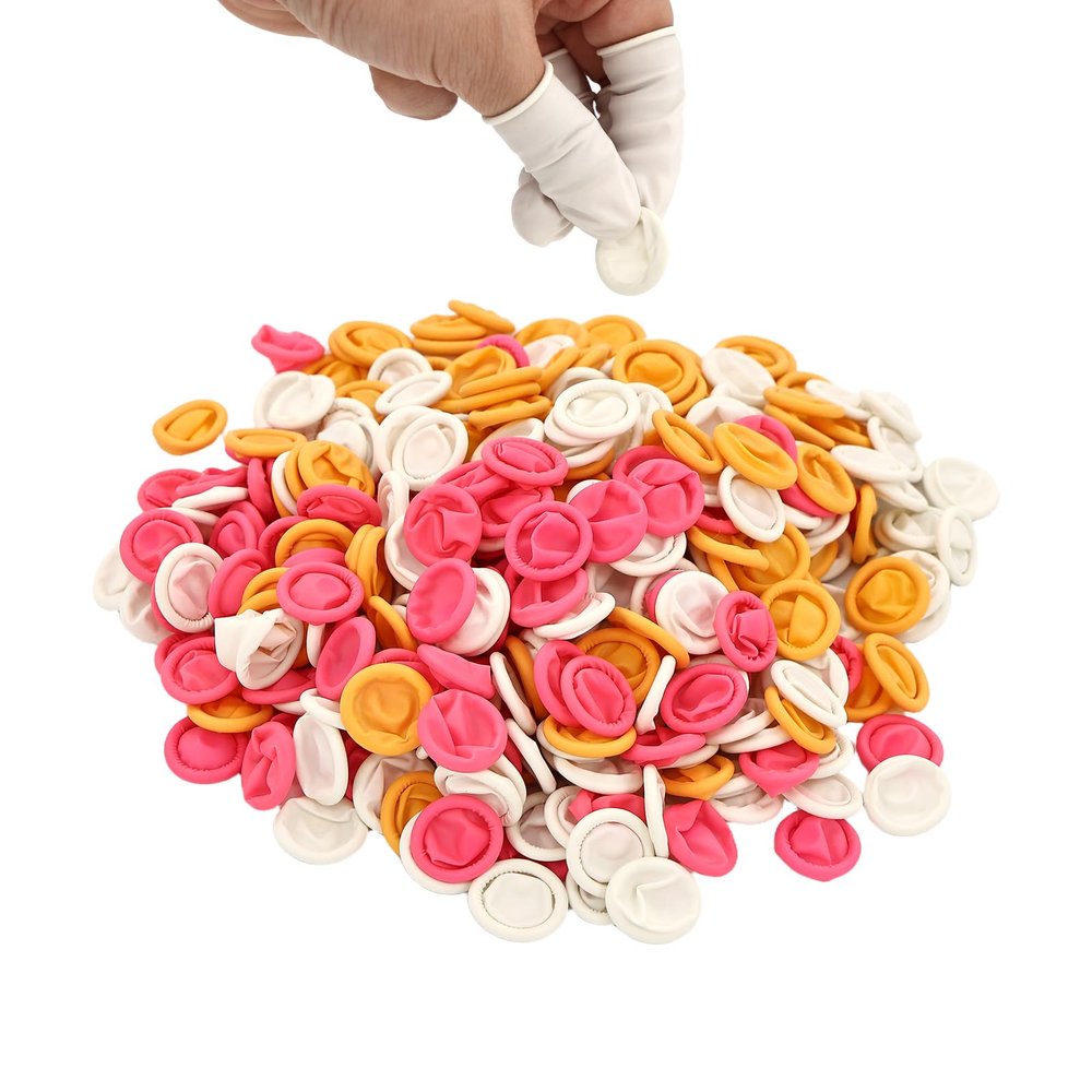 400 Pcs Finger Cots, Disposable Finger Protectors for First Aid, Injury Protection, Keeping Dressing Dry and CleanYellow, White, Pink)