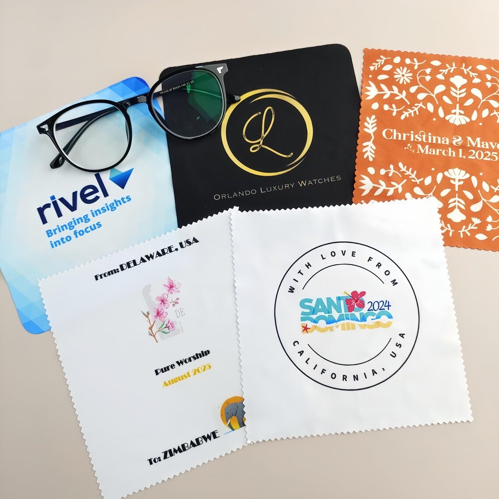 100pcs Personalized Cleaning Cloth Promotional Item for Eyeglasses Sunglasses Lens Phones Size-6" x 6"