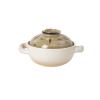 2.2L-Home Creative Personality Cartoon Fresh Hand-Painted Refractory Double-Ear Casserole-White Pot Brown Cover Leaves view 1