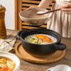 2.2L-Home Creative Personality Cartoon Fresh Hand-Painted Refractory Double-Ear Casserole-White Pot Brown Cover Leaves view 4