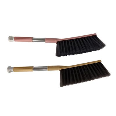 2 Pack Soft Bristle Bed Sheets Sweeping Cleaning Brush with Long Hand, Counter Duster for Debris Hair Remover Desk Quilt Sofa Furniture (Pink Yellow)
