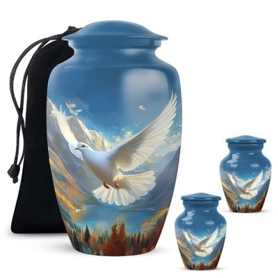 Yatskia Celestial Dove Small Cremation Urns for Human Ashes, Urn for Ashes Adult Male & Female (Classic 10 Inch & 3 Inch)
