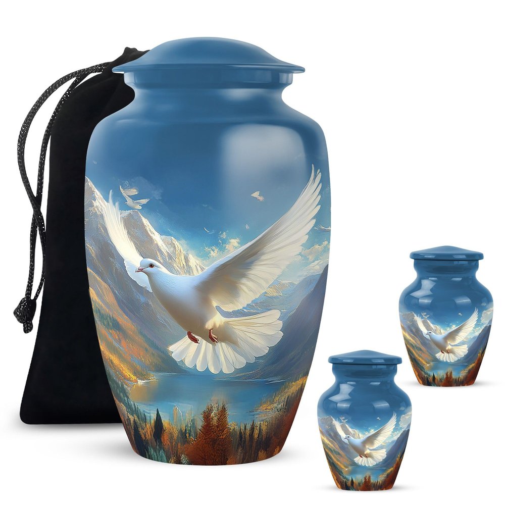 Yatskia Celestial Dove Small Cremation Urns for Human Ashes, Urn for Ashes Adult Male & Female (Classic 10 Inch & 3 Inch)