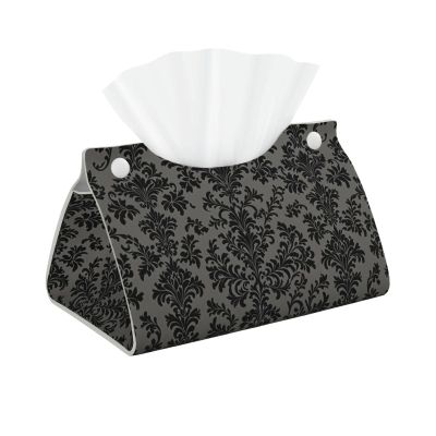 Gothic Style Floral Tissue Box Cover Pu Leather Tissue Box Holder Modern Napkin Holder for Office Home Car