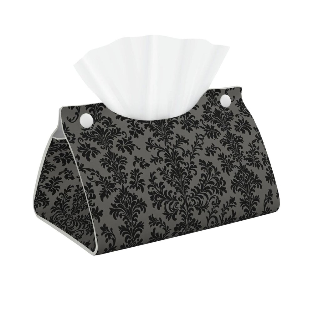 Gothic Style Floral Tissue Box Cover Pu Leather Tissue Box Holder Modern Napkin Holder for Office Home Car