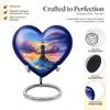 Remembrate Lighthouse Memorials Urns for Human Ashes Mom & Dad - Decorative Cremation Cloud Urns for Male & Female - Blue Large Heart Urn with Stand (8 Inch) view 3