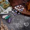 MAYJOYDIY 3 Pcs Natural Amethyst Rose Quartz Pendulum 11.4-11.8inch Crystal Pendulums Set for Divination Dowsing, Wrapped Hexagonal Crystal for Women Men Gemstone Necklaces view 4