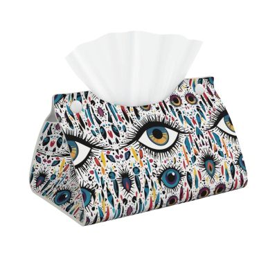 Evil Eyes (2) Tissue Box Cover Pu Leather Tissue Box Holder Modern Napkin Holder for Office Home Car