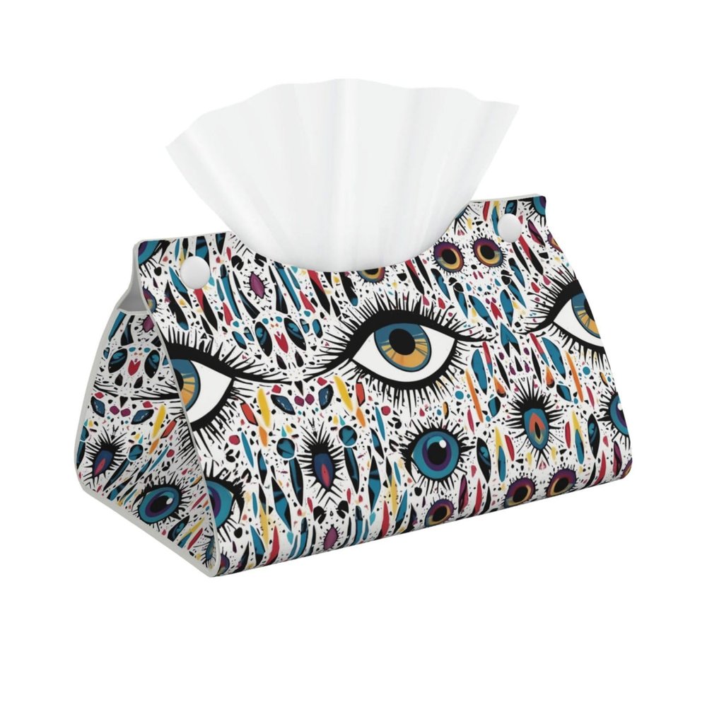 Evil Eyes (2) Tissue Box Cover Pu Leather Tissue Box Holder Modern Napkin Holder for Office Home Car