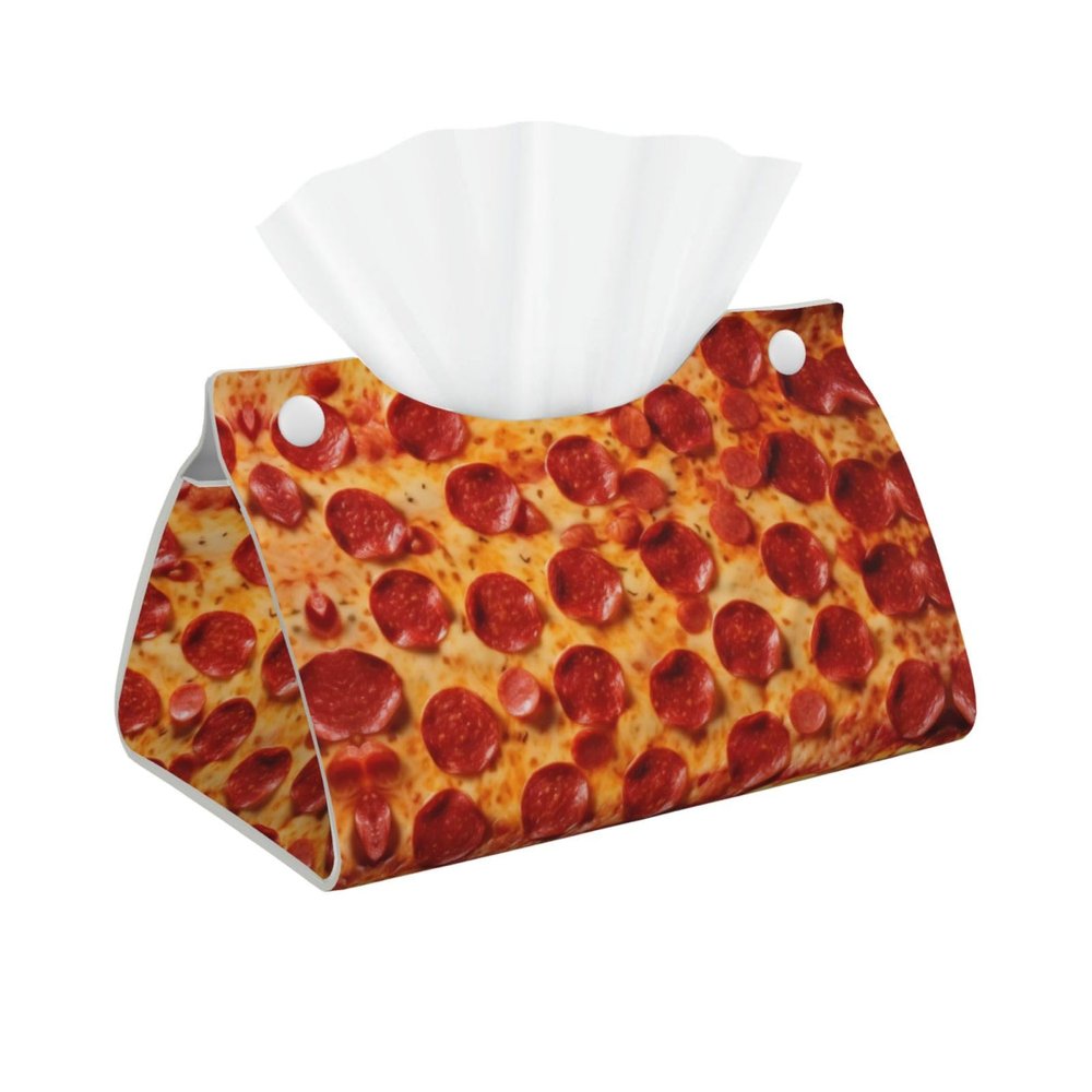 3D Pizza Pepperoni Tissue Box Cover Pu Leather Tissue Box Holder Modern Napkin Holder for Office Home Car