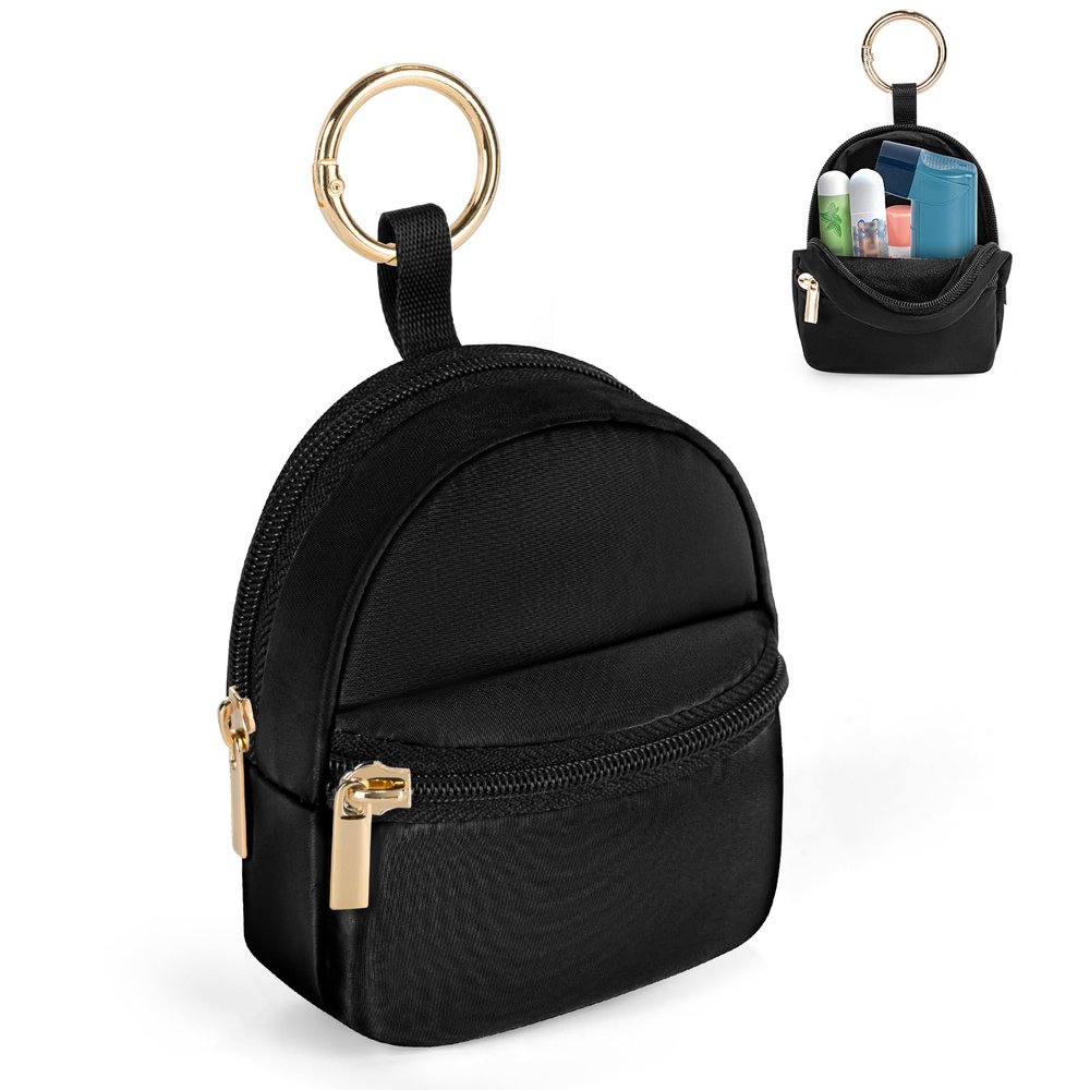 Likesing Asthma Inhaler Case, Thickened Black Inhaler Holder Pouch Compatible for Handy Ventolin, Inhaler Holder Keychain Inhaler Bag for Adults Kids (Storage Bag Only)