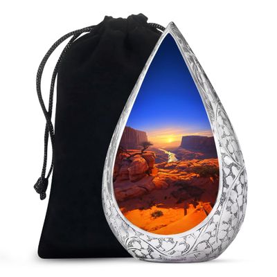 Remembrate Sunrise Cremation Urns for Women and Men - Large Drop Funeral Urns for Adult Ashes Men - Holds 200 Cubic - Human Urn for Ashes - Memorial Gifts for Loss of Mom and Dad, 10 Inch