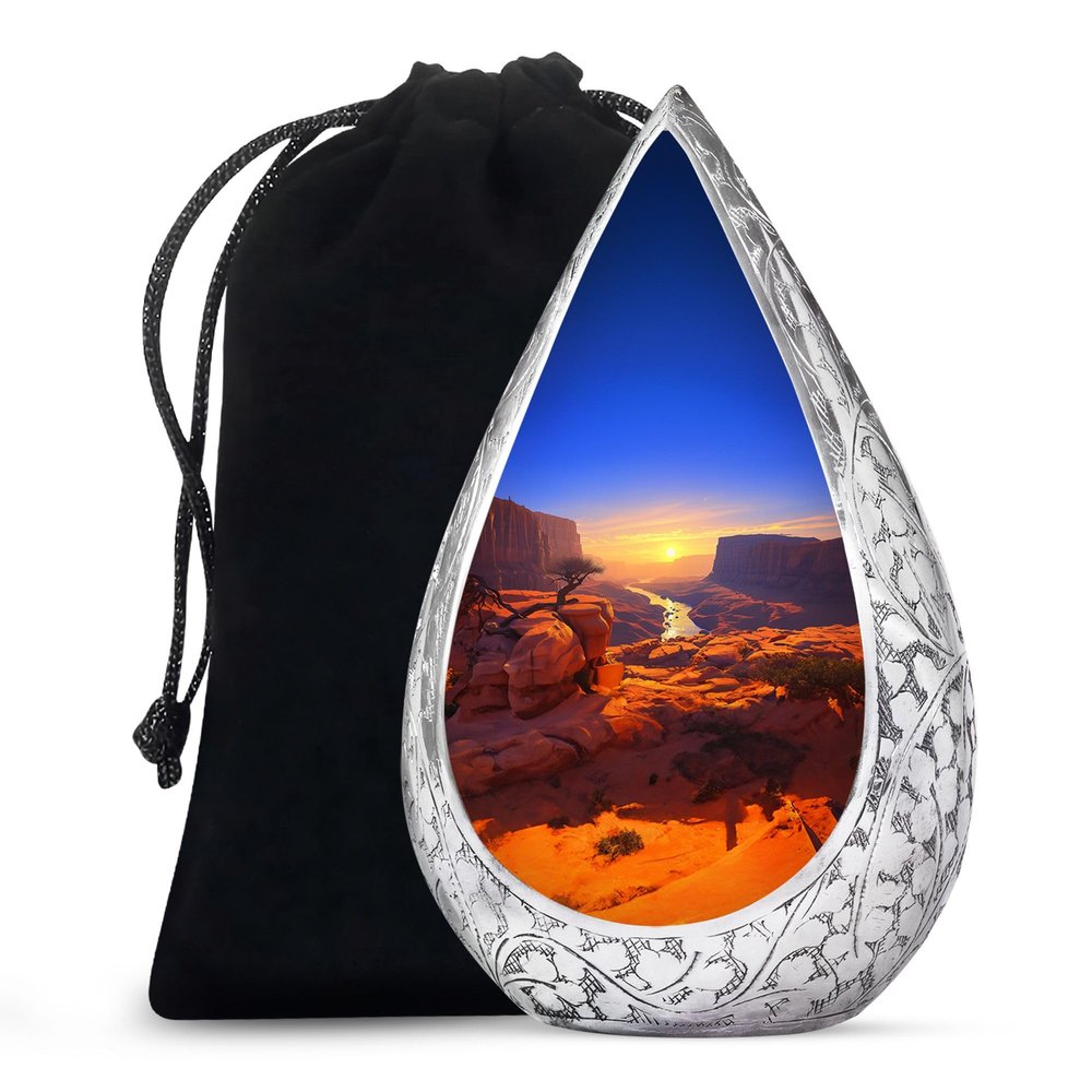 Remembrate Sunrise Cremation Urns for Women and Men - Large Drop Funeral Urns for Adult Ashes Men - Holds 200 Cubic - Human Urn for Ashes - Memorial Gifts for Loss of Mom and Dad, 10 Inch