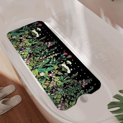 Non Slip Bathtub Mat, Flower Bath Mat for Tub, Extra Long Bathtub Mat Shower Mat with Suction Cups and Drain Holes for Elderly Kids Toddler Baby 40 X 16 Inch
