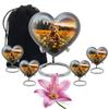 JAGLASH Teddy Bear Adult Cremation Urns for Ashes Combo - Yellow Flowers Heart Funeral Urn for Ashes Adult Male - 5 Pcs Cremains Containers - Remembrance Gift for Loss for Dad (1 Large, 4 Keepsake) view 1