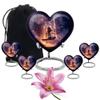 JAGLASH Teddy Bear Heart Cremation Urns for Ashes Adult Male Combo - Purple Funeral Urn for Adult Human Ashes Men - 5 Pcs Cremated Remains Holder - Remembrance Gift for Loss (1 Large, 4 Keepsake) view 1