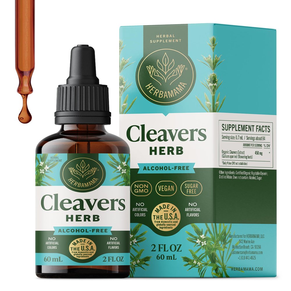 HERBAMAMA Cleavers Lymphatic Drainage Drops - Detox & Cleanse Support
