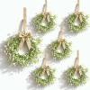 6 Pcs Mini Baby Breath Hanging Wreaths Gypsophila Candle Rings Pillar Holder Wreath Artificial Flower Spring Summer Floral Wreath for Wedding Farmhouse Porch Cabinets Table Decoration view 1