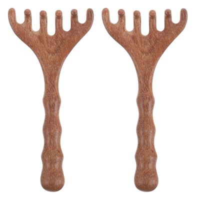 Healeved 2pcs Wooden Scalp Massage Combs Wide Tooth Hair Comb Sandalwood Guasha Scalp Massager Essential Oil Massager
