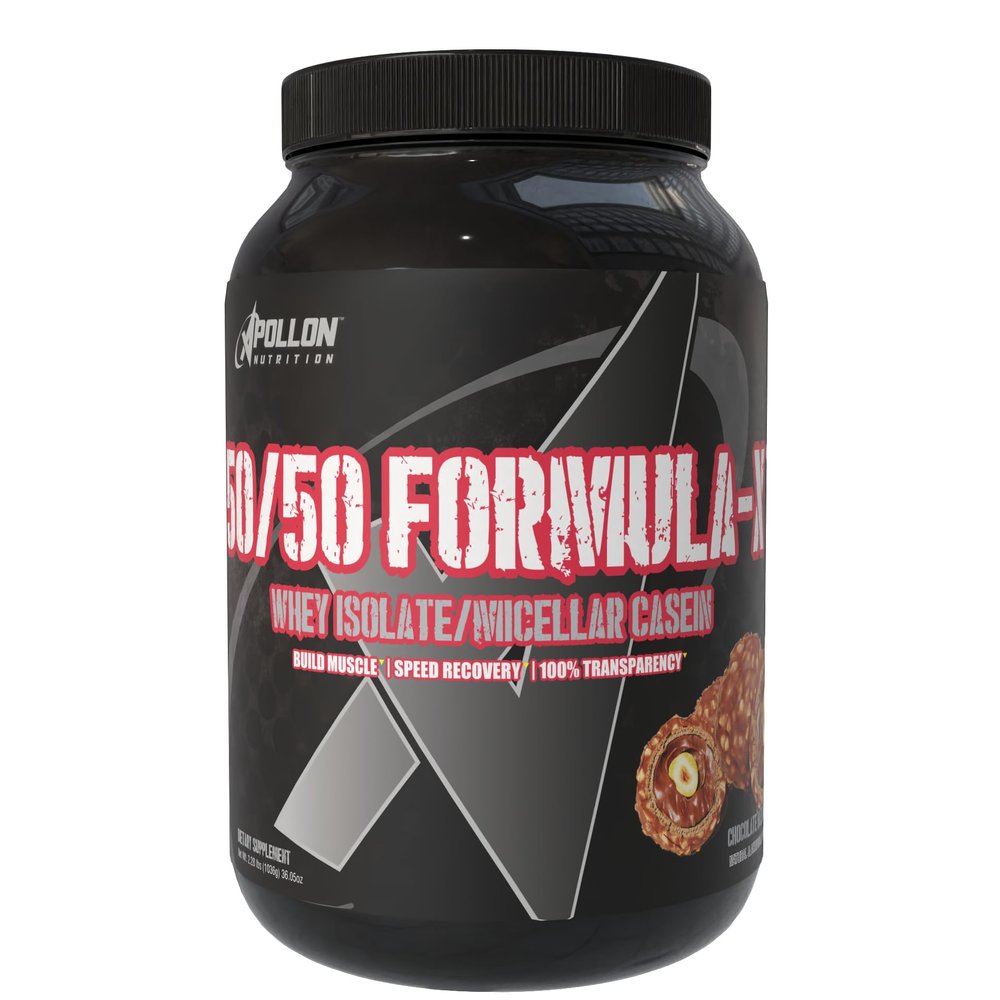 Apollon Nutrition Formula X 50/50 Protein Dual-Phase Protein Blend | Whey Isolate + Micellar Casein for Muscle & Recovery | 24g Complete Protein | 28 Servings (Chocolate Hazelnut)