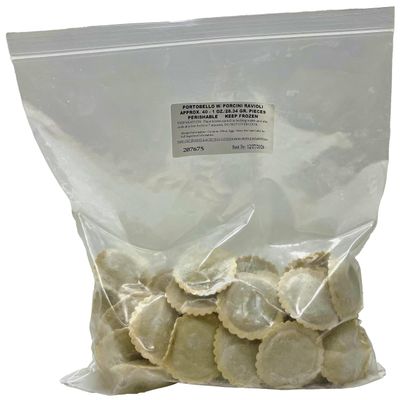 Cucina Della Cucina Portobello and Porcini Mushroom Ravioli, 120 Pieces, Frozen, Gourmet Egg Pasta