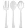 10.5 Inches Pearl Plastic Serving Set Durable Disposable Serving Spoon and Fork Utensils for Salads Buffet Catering Weddings Parties Events BBQs Picnics and Food Service Supplies (3) view 1