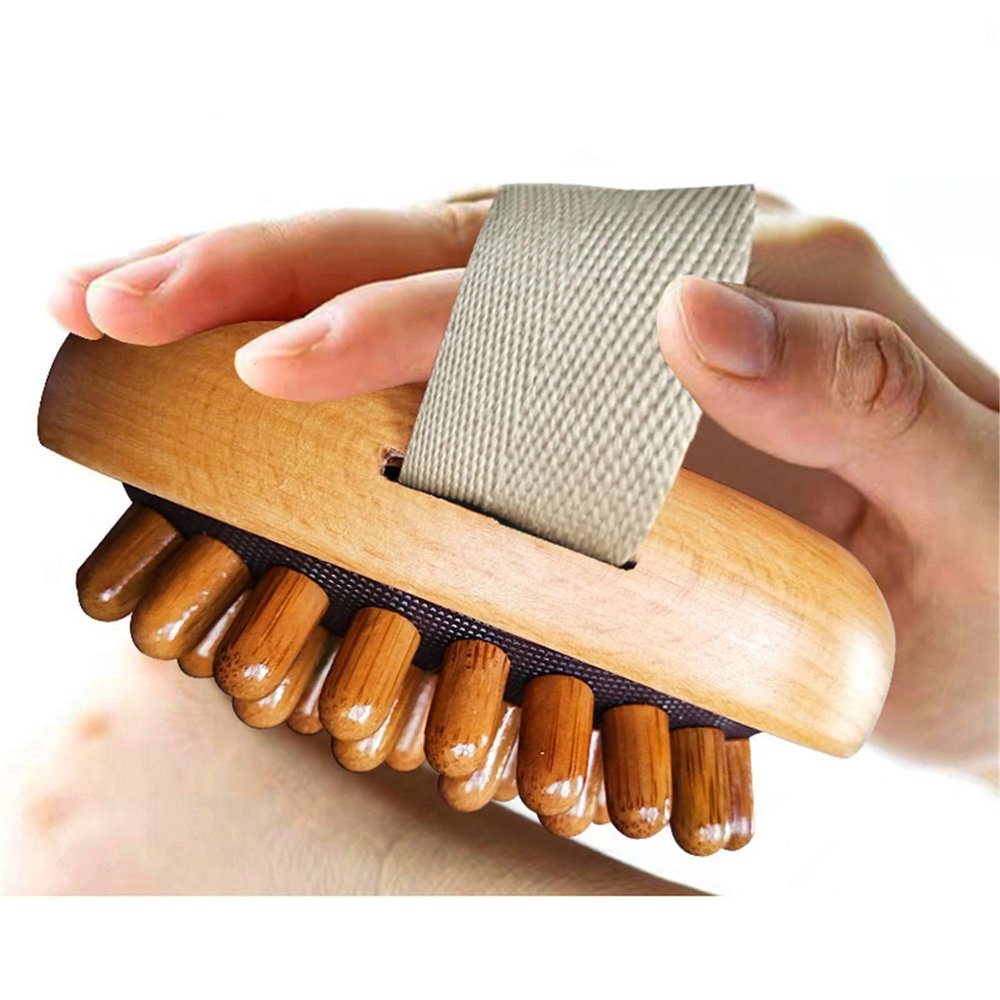 KHAOL Manual Meridian Pressure Brush Cellulite Massage Tool for Belly Fat, Wood Therapy Massage Tools for Gua Sha, Body Relaxation Muscle Pain Relief(2pcs,No Rivets)