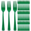 100 Pcs Green Plastic Forks Green Plastic Silverware Disposable Cutlery Heavy Duty 100 Forks for Birthday, Picnic, Wedding, Christmas view 1