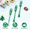 100 Pcs Green Plastic Forks Green Plastic Silverware Disposable Cutlery Heavy Duty 100 Forks for Birthday, Picnic, Wedding, Christmas view 3