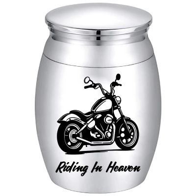 CREATCABIN Motor Bike Urn Small Cremation Urns Alloy Column Riding in Heaven Mini Keepsake Preserve Memorial Ashes Funeral Container Jar Holder for Human Ashes Commemorative Decorative 1.57 x 1.18in