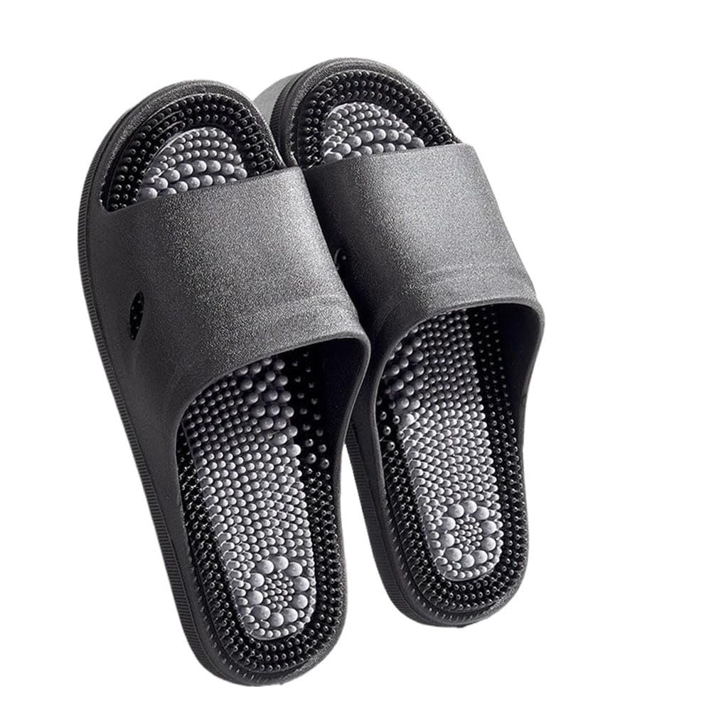 2025 Massage Slippers Women Men Acupuncture Reflexology Sandals Open Toe Shower Shoes Plantar Fasciitis Acupressure Slippers Relieves Nerve Tension and Pain in The Feet(Black,6.5/7)