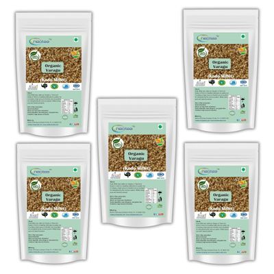 Neotea Organic Kodo Millet (Varagu) | Natural Whole Grain | Gluten-Free & Rich in Fiber | Ideal for Everyday Cooking (Each 7.05 OZ Pack of 5)