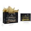 WRAPAHOLIC 13" Happy Retirement Gift Bags with Tissue Paper and Card - Black Gold Foil Birthday Bags for Retirement Party Celebrating Supplies view 2