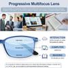 EASY READ TR90 Progressive Multifocal Reading Glasses for Men,Rectangular Blue Light Blocking Readers with Spring Hinge(Magnification 1.50,Blue) view 3
