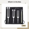 128 Hz Sound Healing Tuning Fork Set, 128 Hz, 256 Hz, 512 Hz, Medical-Grade Aluminum Alloy, Gold & Silver, Mallet & Pouch Included view 2