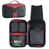 68 Degrees Leather Travel Case Red Portable Organizer with 3 Accessory Pockets, Full Grain Hard Shell, Zipper, Gift Pouch for Men view 1