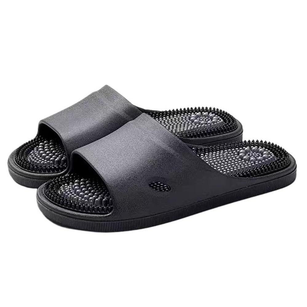 Acupressure Slippers Foot Massager Shower Shoes For Plantar Fasciitis Pain Relief Men Women Acupuncture Reflexology Sandals Promote Blood Circulation Muscle Relaxation(Black,9.5/10)