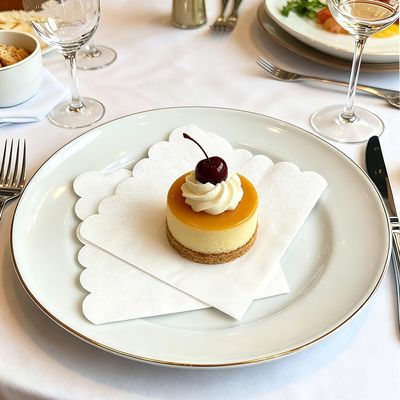 100-Count White Cocktail Napkins, 2-Ply 5x5 Inches Disposable White Scalloped Dessert Appetizer Beverage Cocktail Paper Napkins for Party Wedding Birthday Dinner & Daily Use (4 Packs x 25 Each)