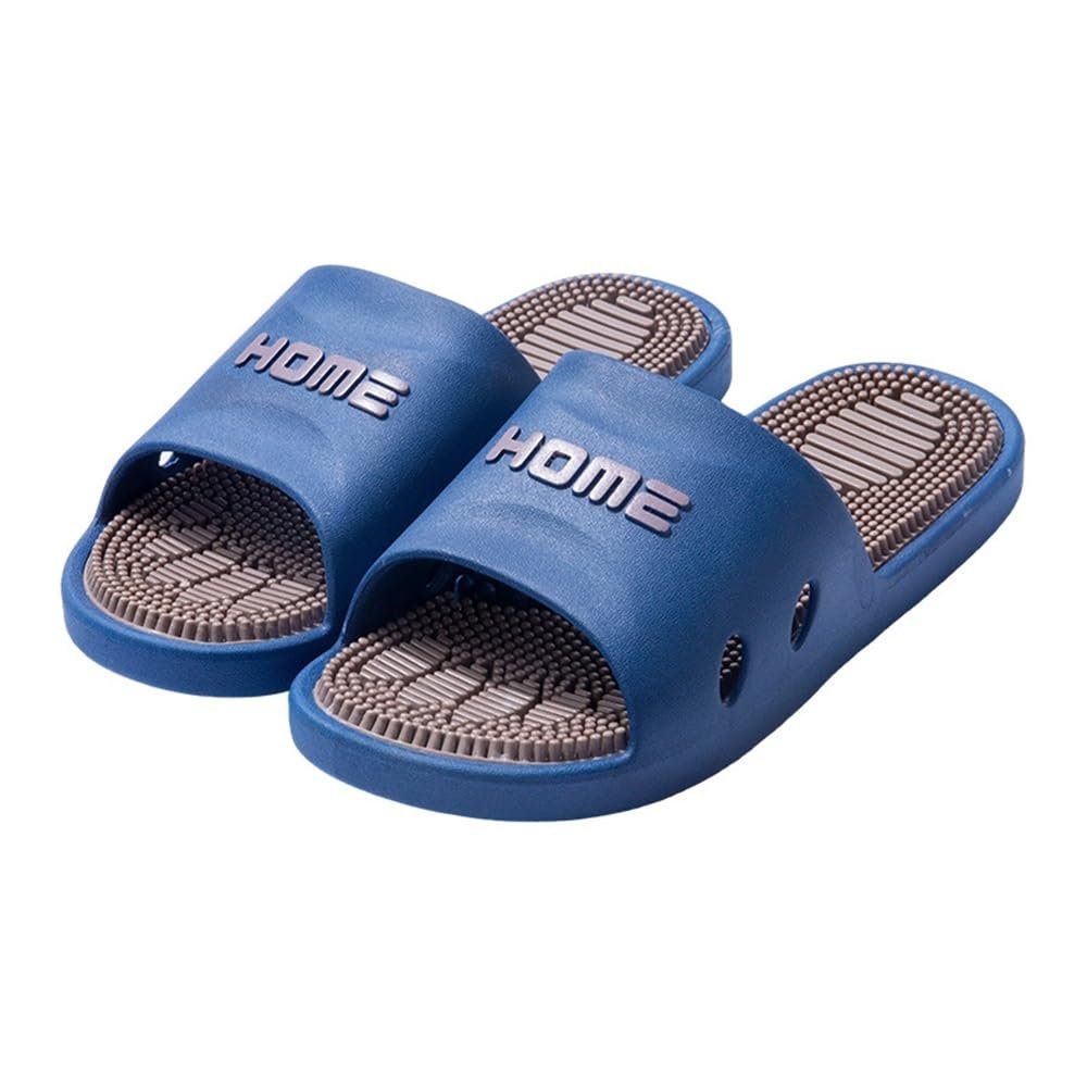2025 Reflexology Massage Slippers Men's Acupressure Sandals Deep Tissue Foot Massager Comfort Shower Shoes For Reduce Feet Neuropathy Pain Relief And Tension(Dark blue,7.5/8)